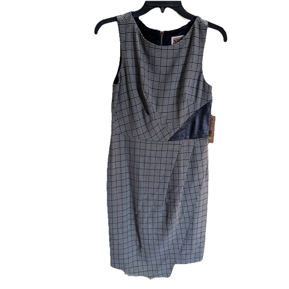 Nue‎ By Shani Black White Checkered Dress Size 4 NWT Built In Shapewear S209